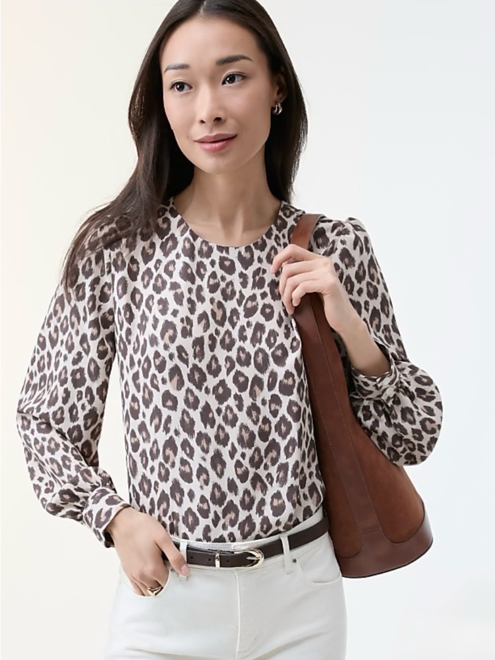 Ann Taylor Animal/Leopard-Print Crew Neck Blouse NWT